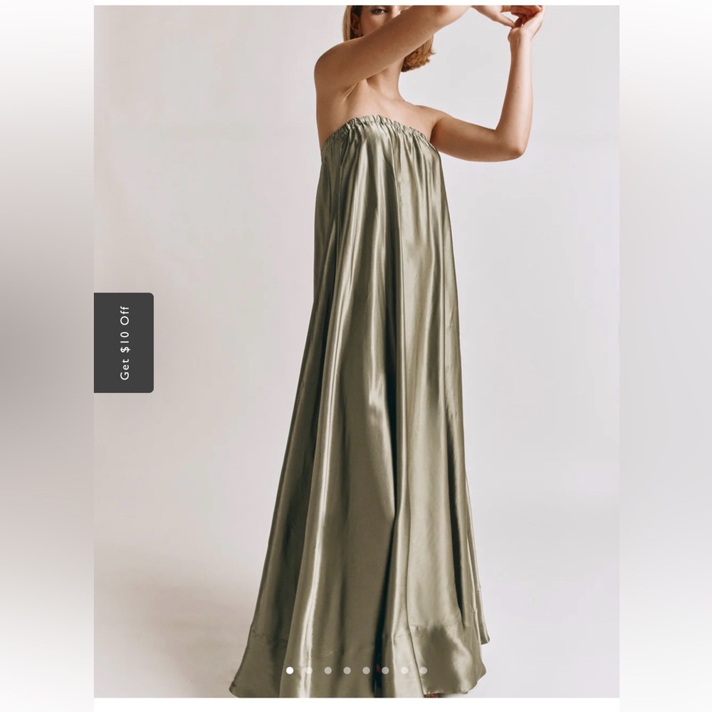 VRG GRL Olive Green Strapless Maxi Dress size small